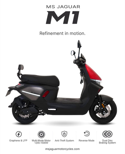 MS Jaguar M1 electric scooter crimson black Pakistan front view