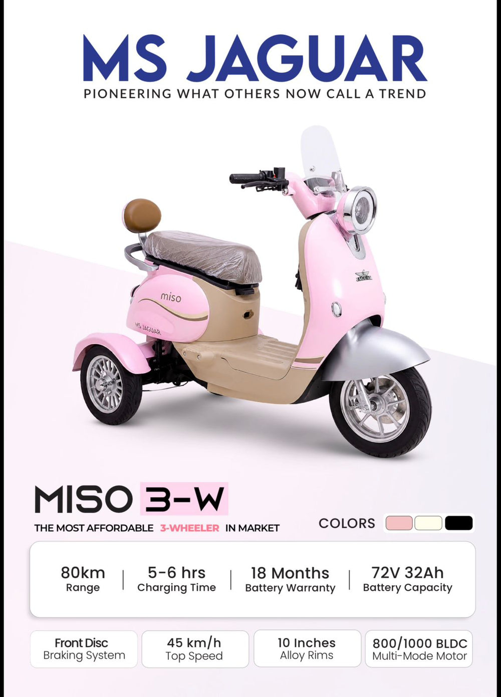 MS Jaguar Miso 3-W Electric Scooter